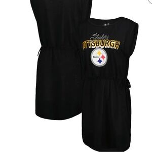NWT 4Her Pittsburgh Steelers Black Sleeveless Swim Coverup /Dress sz L
